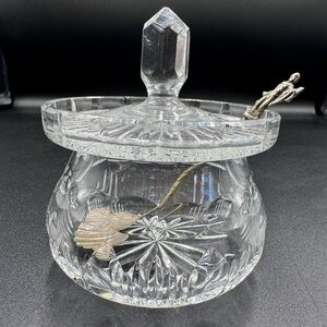 Vintage Clear Crystal Serving Bowl/Condiment Dish with Spoon